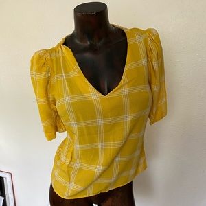 Yellow plaid blouse